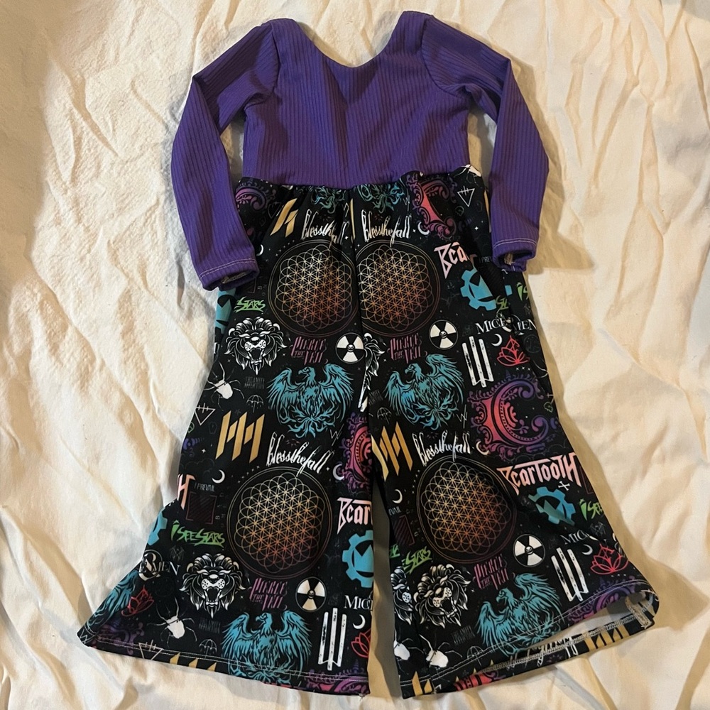 Handmade Boutique Hardcore Bands print jumpsuit
